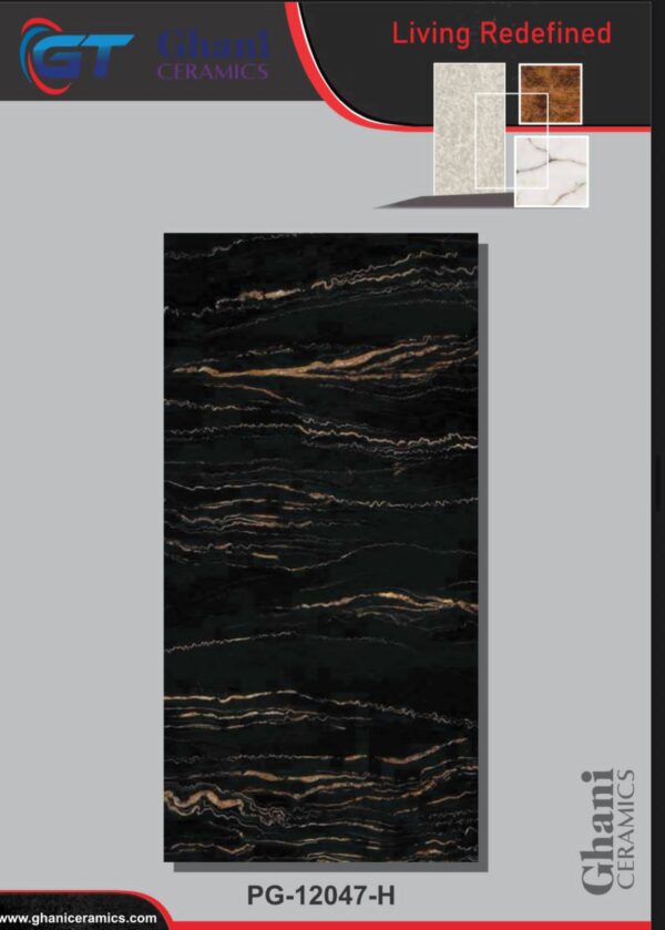 24"×48" Polished finish Black Tile with White lines (Tile Number: (G-PG02-B)) - Image 2