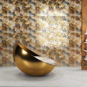 Decoro Bold Olive-Green Tile with Floral Detailing and Velvet Finish 24x48 (O-VV32-M)