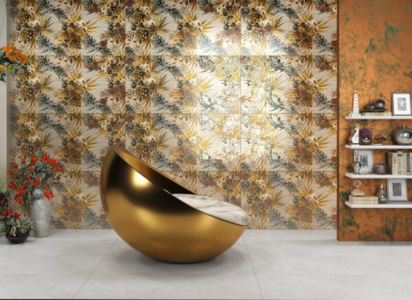Decoro Bold Olive-Green Tile with Floral Detailing and Velvet Finish 24x48 (O-VV32-M)