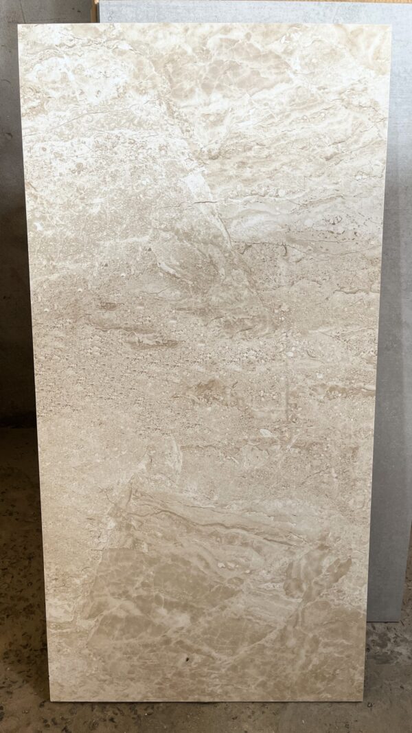B-Pair Elegant Matte Finish Marble-Look Tile: Neutral Beige with Subtle Veining