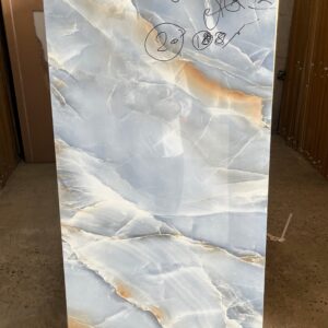 A-Pair Polished Tile: Luxurious Blue Marble-Look with Golden Veining