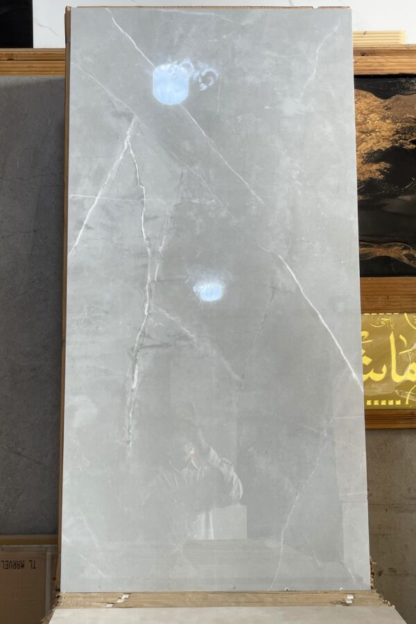 B-Pair Polished Finish Tile (24" x 48"): Elegant White Marble-Look with Subtle Veining