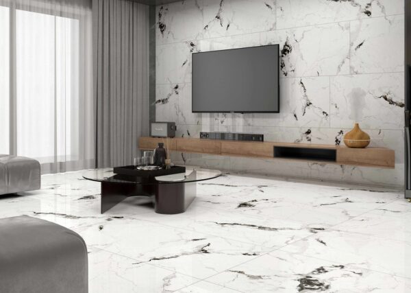 Marmi Breccia Super-Shine Tile with Deep Blue & Grey Veining 24x48 (O-PG16-W)