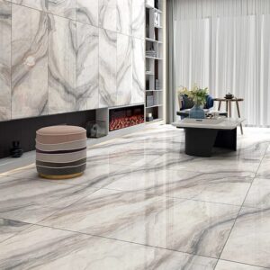 Marmi Bruce GR Super-Shine Tile: Subtle Grey with Intricate Detailing 24"x48" (O-PG08-GB)
