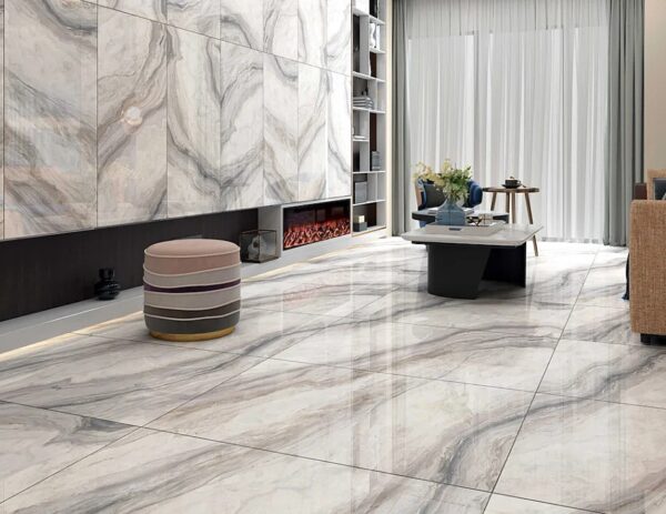 Marmi Bruce GR Super-Shine Tile: Subtle Grey with Intricate Detailing 24"x48" (O-PG08-GB)