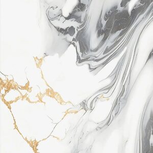 Elegant and modern marble-effect tile with flowing gold and grey veining — perfect for upscale living spaces, kitchens, or bathrooms